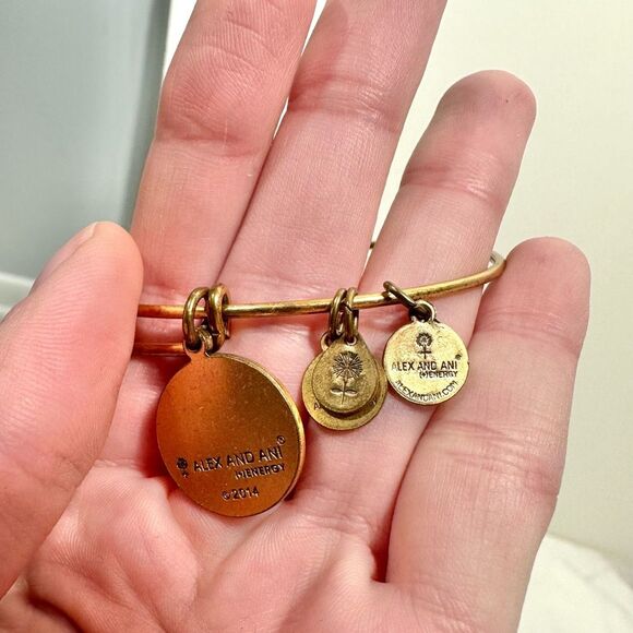 Alex & Ani Gold Fleur-de-Lis America Charm Bangle Bracelet One Size Casual - Picture 4 of 12